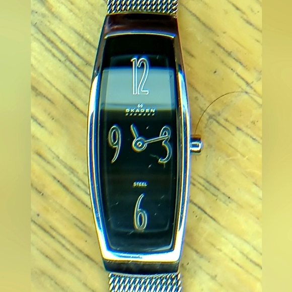X Steel Thin design SS case, mesh band, black dial Arabic numerals 2 Hand